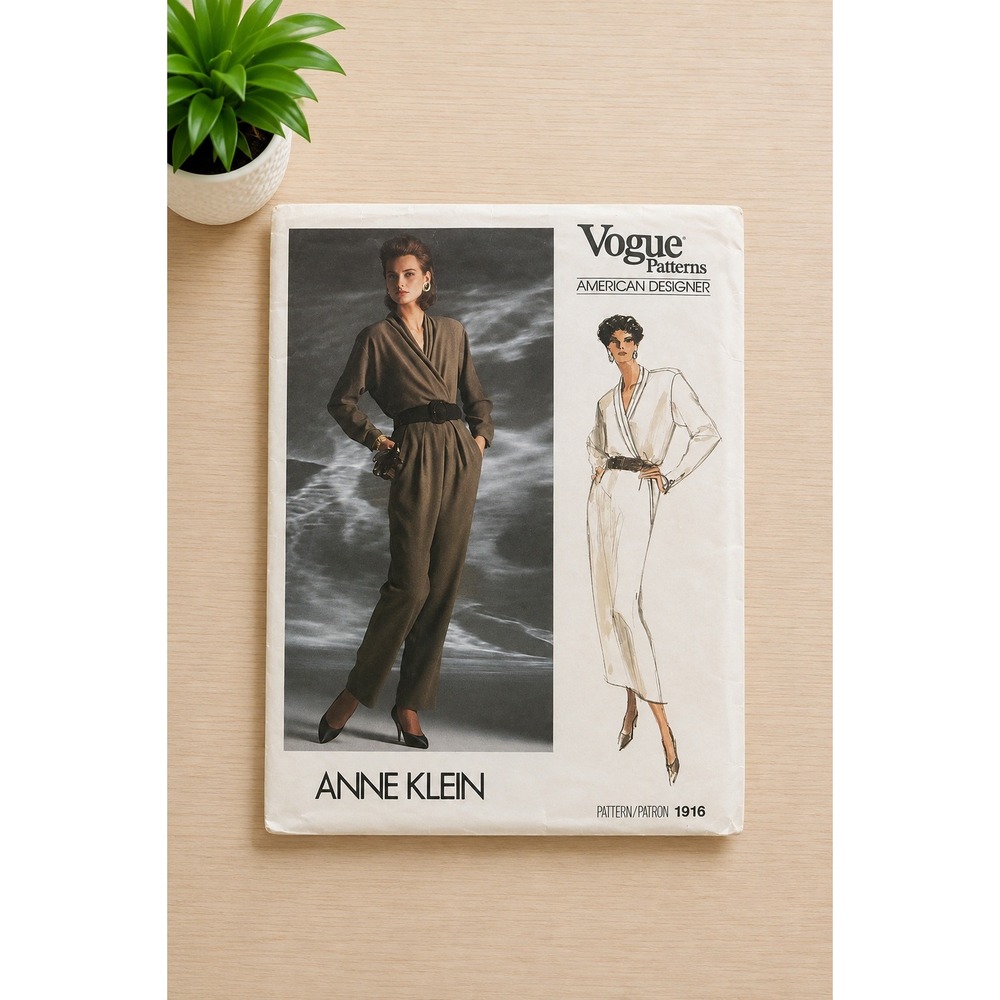 Vogue 1916 Anne Klein Uncut Vintage 1987 Wrap Blouse Skirt Pants Pattern Luxury